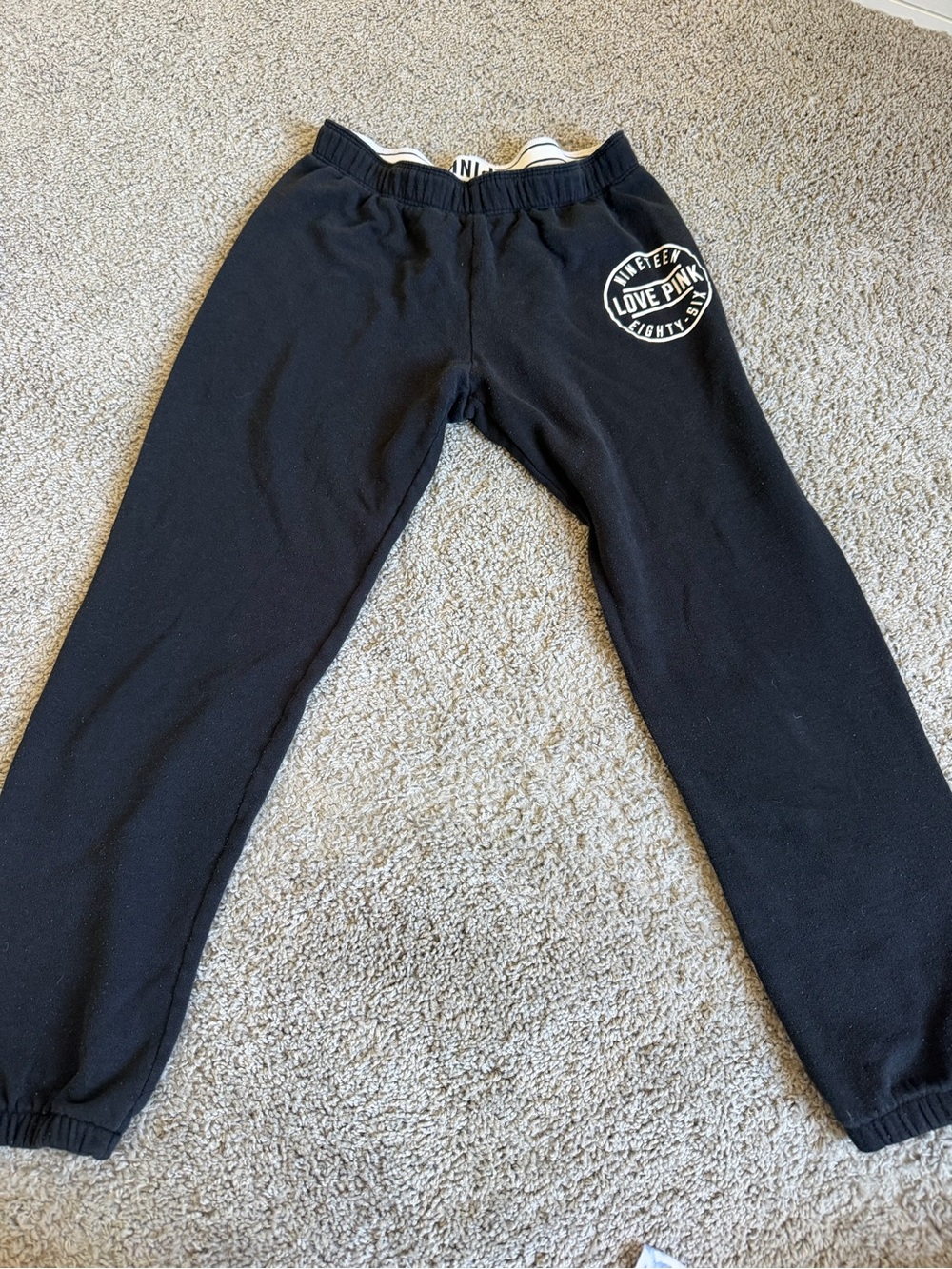 Victoria's Secret Pink Black Colored Sweatpants Size Extra Small